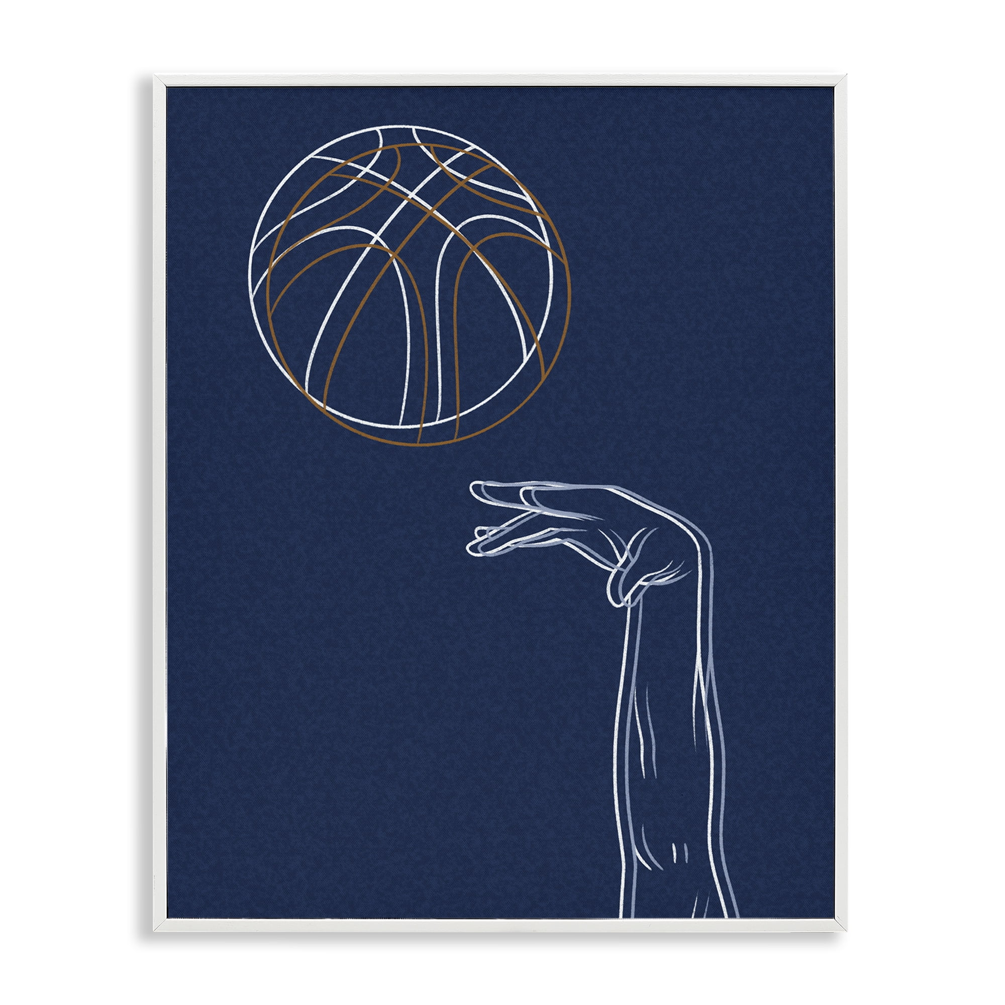 Stupell Industries Basketball Lines Contour White Framed Giclee Art, design by Marcus Prime