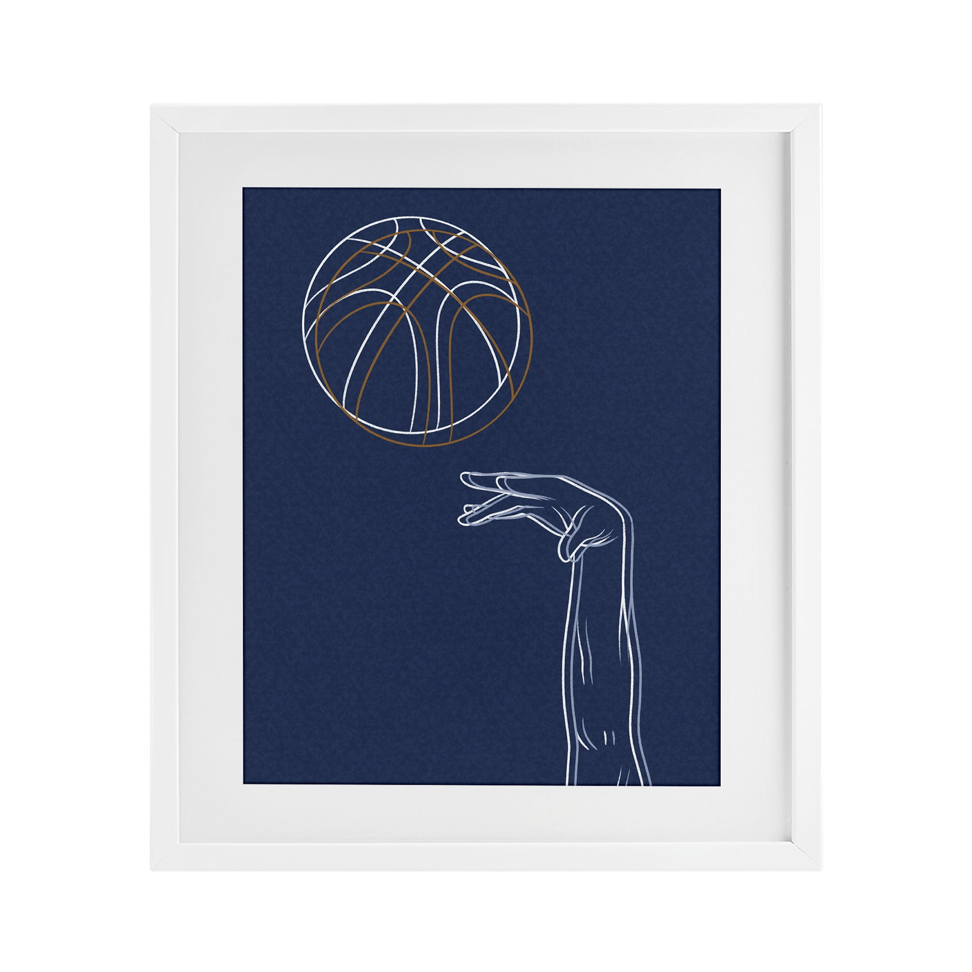 Stupell Industries Basketball Lines Contour White Framed Print Under Glass, design by Marcus Prime