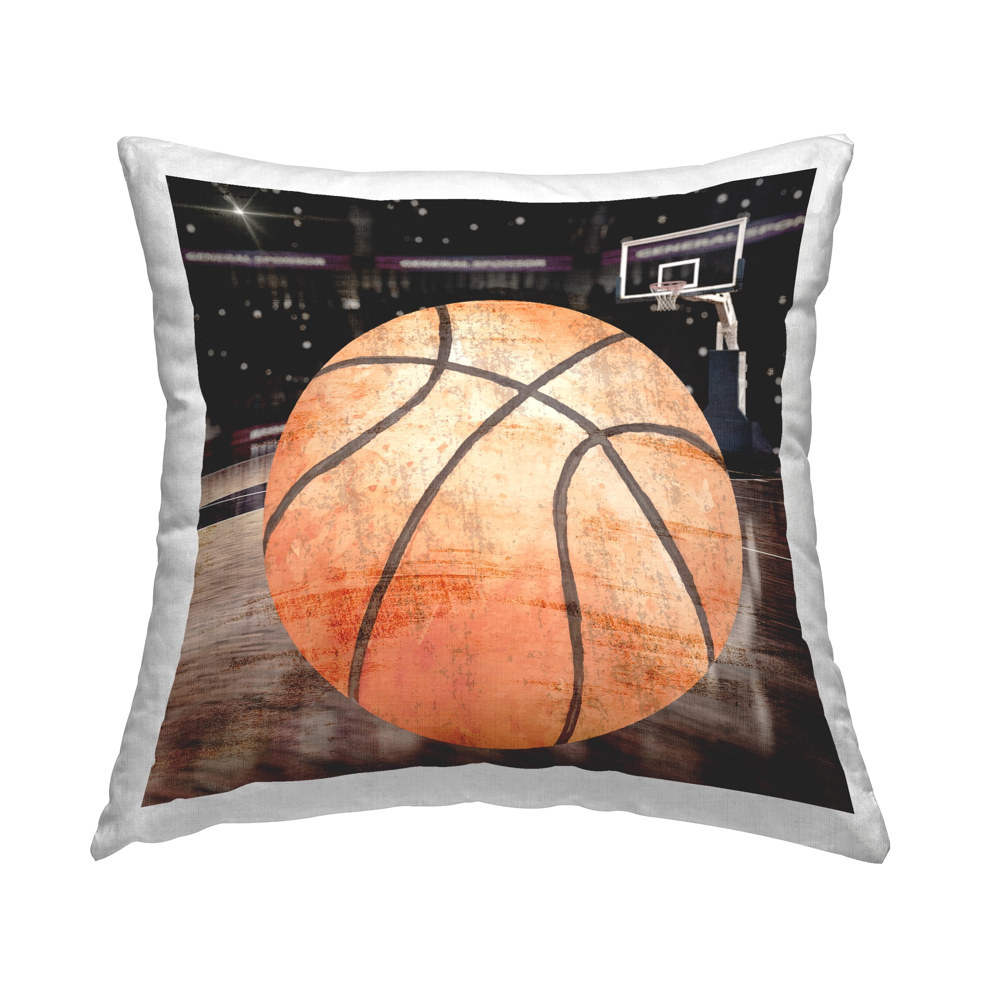 Stupell Industries Basketball On Court Decorative Printed Throw Pillow, 18 x 18