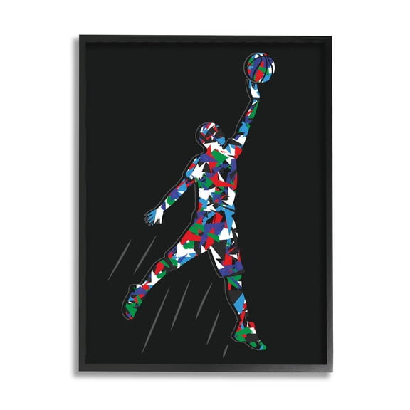 Stupell Industries Basketball Player Abstract Pattern Graphic Art Black Framed Art Print Wall Art, Design by Arrolynn Weiderhold