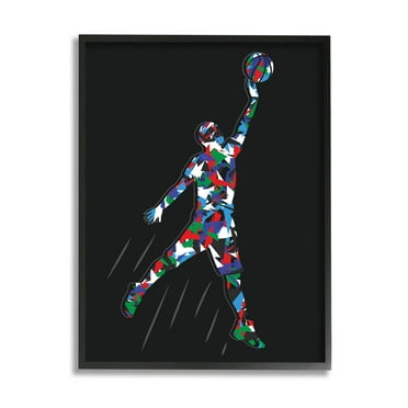 Stupell Industries Basketball Player Abstract Pattern Graphic Art Black Framed Art Print Wall Art, Design by Arrolynn Weiderhold