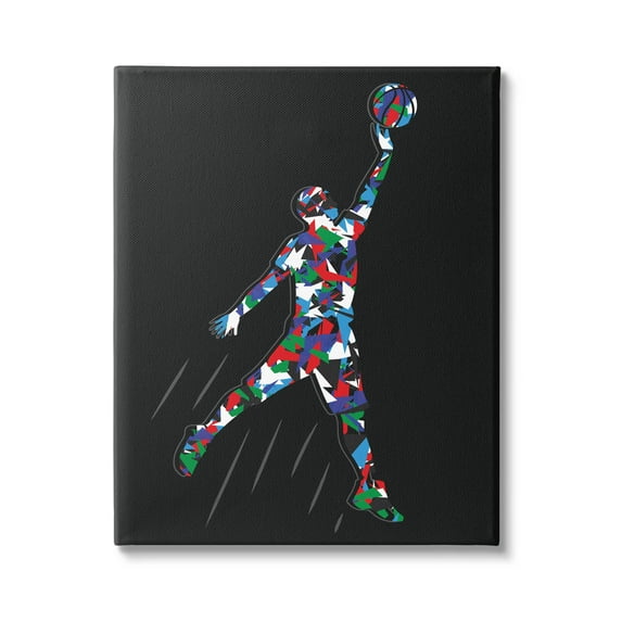 Stupell Industries Basketball Player Abstract Pattern Graphic Art Gallery Wrapped Canvas Print Wall Art, Design by Arrolynn Weiderhold