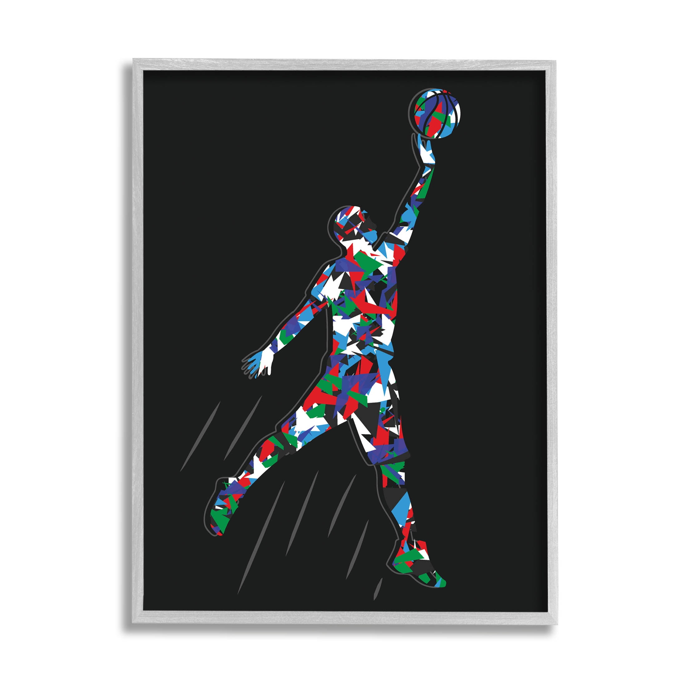 Stupell Industries Basketball Player Abstract Pattern Graphic Art Gray Framed Art Print Wall Art, Design by Arrolynn Weiderhold