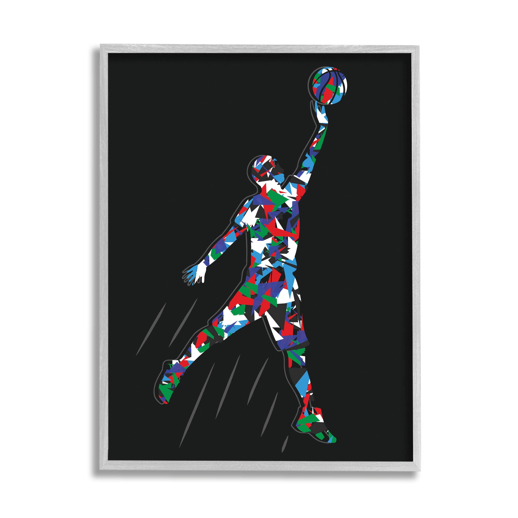 Stupell Industries Basketball Player Abstract Pattern Graphic Art Gray Framed Art Print Wall Art, Design by Arrolynn Weiderhold