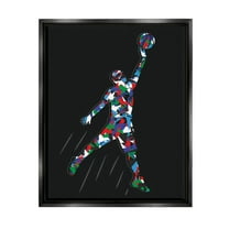 Stupell Industries Basketball Player Abstract Pattern Graphic Art Jet Black Floating Framed Canvas Print Wall Art, Design by Arrolynn Weiderhold