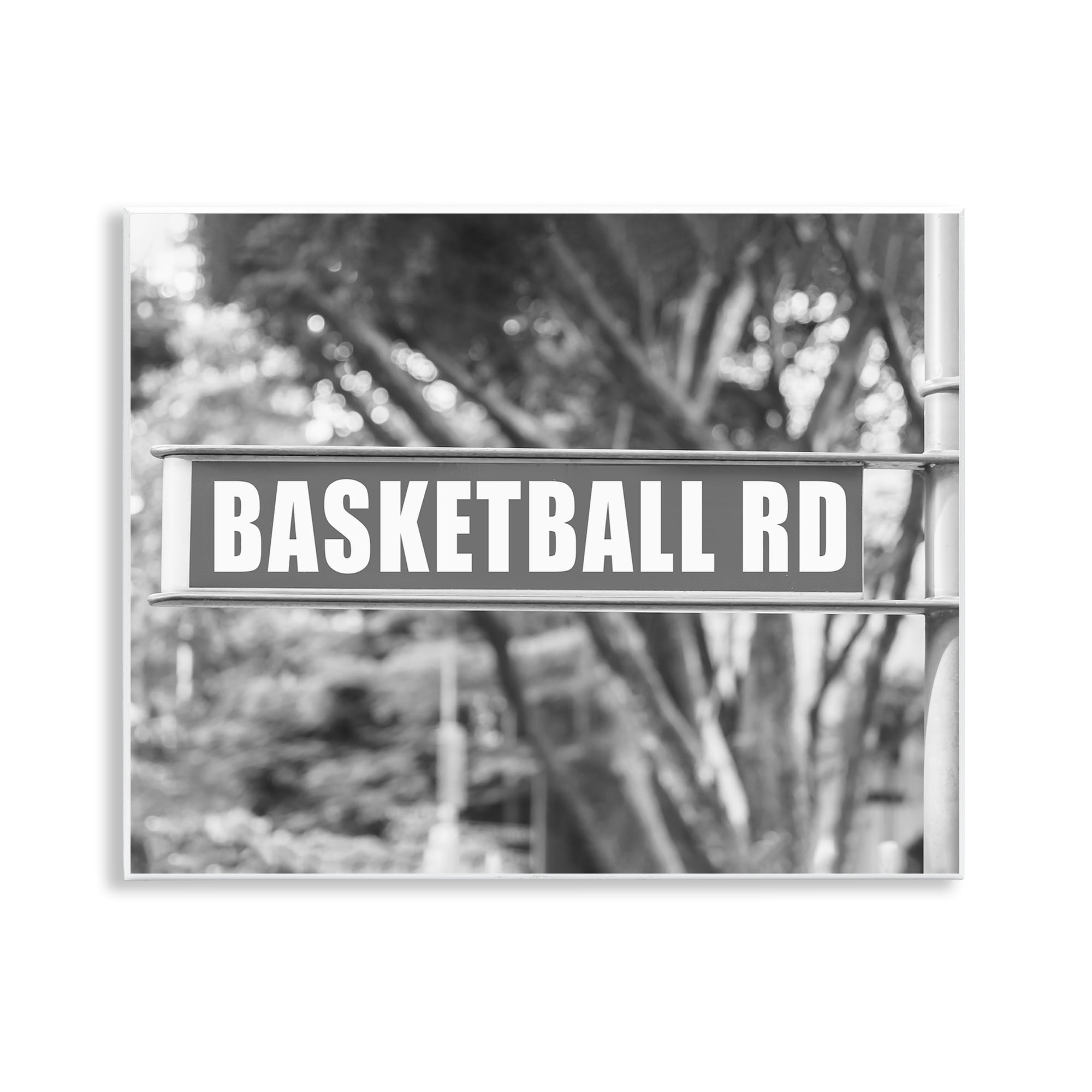 Stupell Industries Basketball Road Sign Sports Photography Unframed Art Print Wall Art, 14 x 11