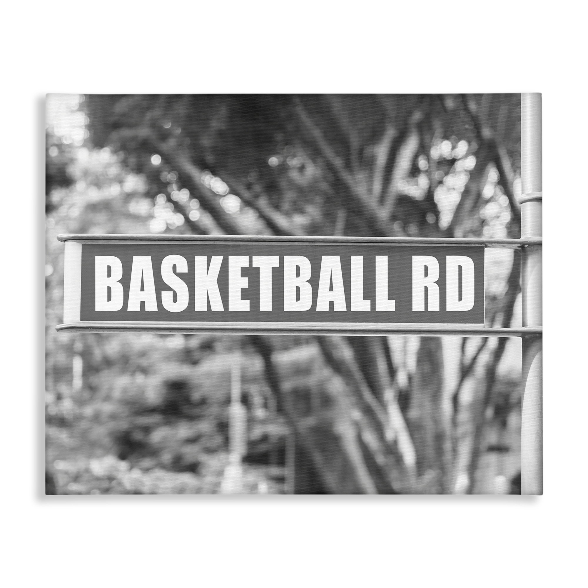 Stupell Industries Basketball Road Sign Sports Photography Wrapped Canvas Art Print Wall Art, 20 x 16