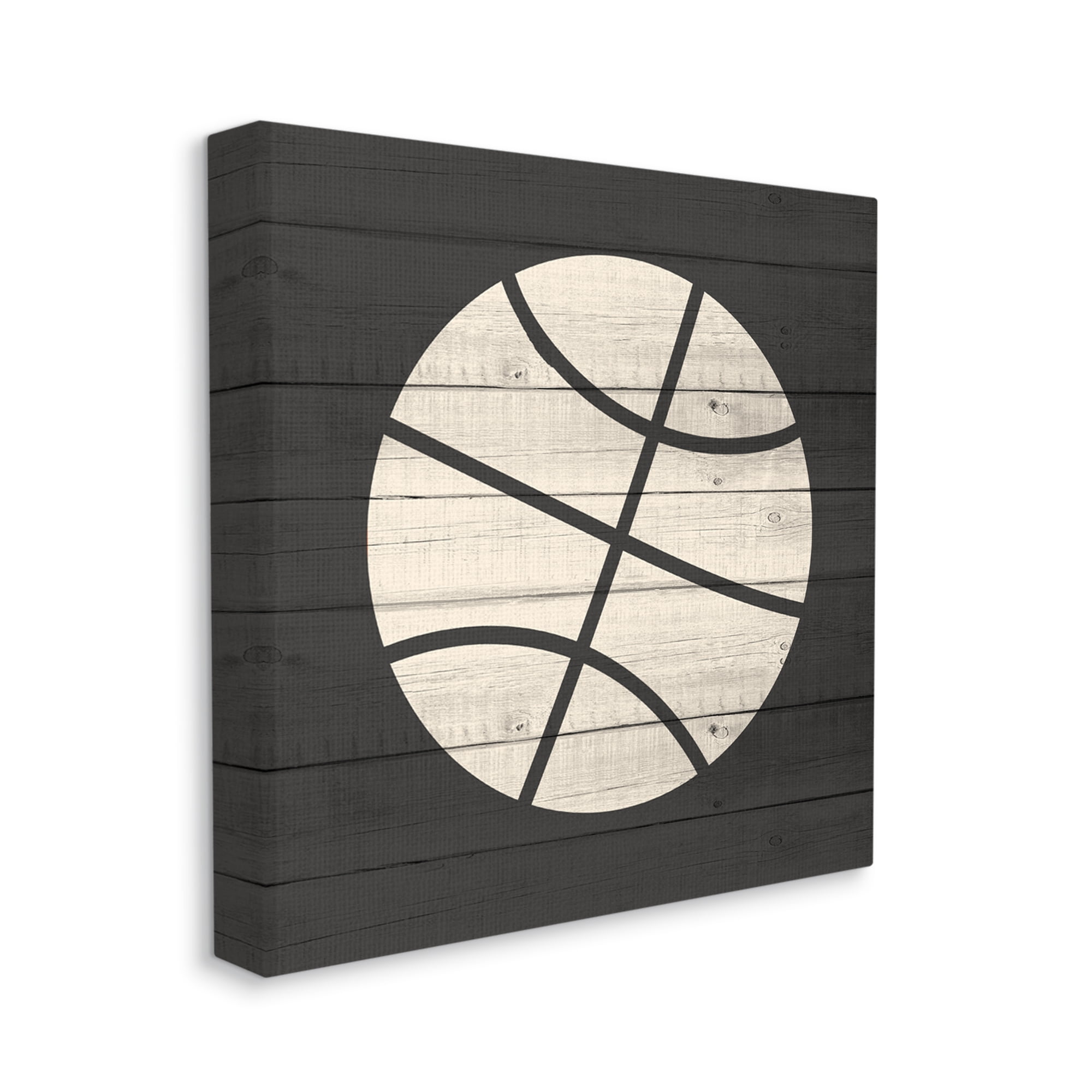 Stupell Industries Basketball Shape Rustic Sports Country Pattern Sports Painting Gallery Wrapped Canvas Print Wall Art, 24 x 24