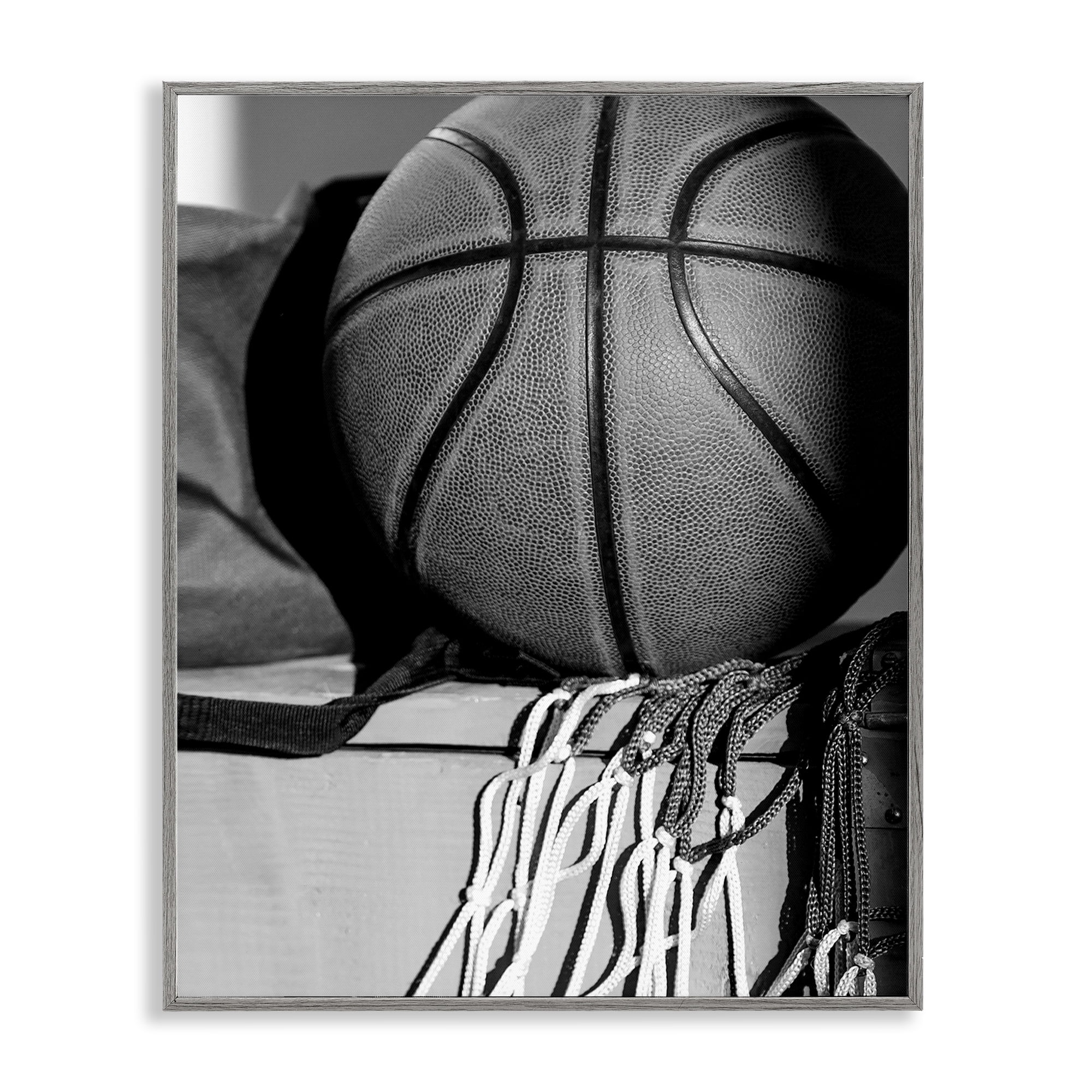 Stupell Industries Basketball Sport Still Life Sports Photography Gray Framed Art Print Wall Art, 11 x 14