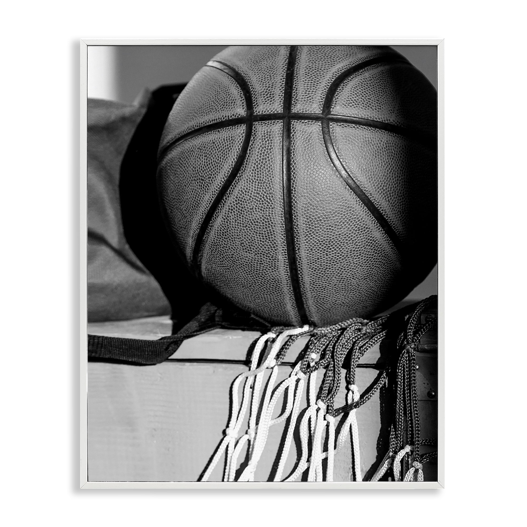 Stupell Industries Basketball Sport Still Life Sports Photography White Framed Art Print Wall Art, 16 x 20