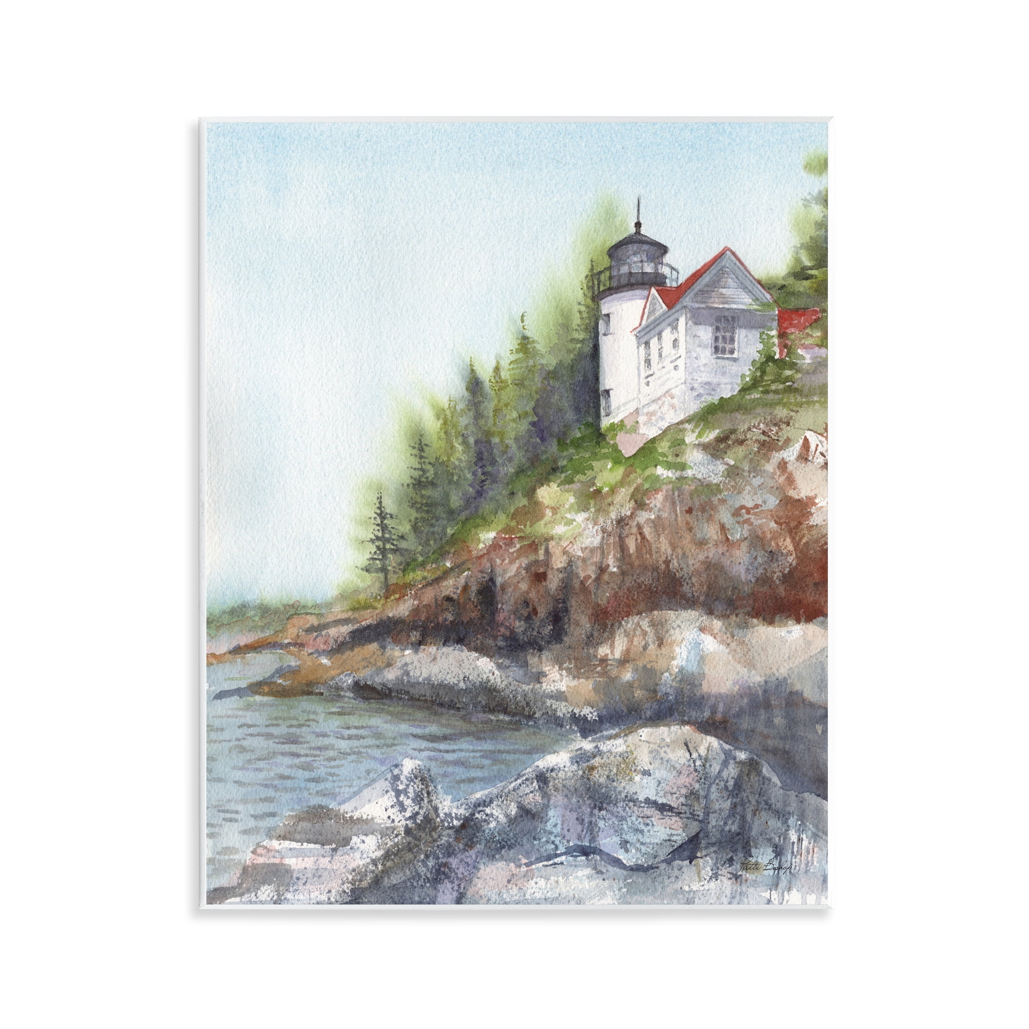 Stupell Industries Bass Harbor Lighthouse Wall Plaque Art, design by Patti Bishop