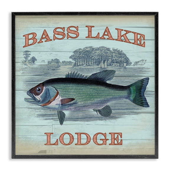 Stupell Industries Bass Lake Lodge Black Framed Giclee Art design by Lula Bijoux & co., 12 x 12