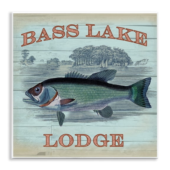 Stupell Industries Bass Lake Lodge Wall Plaque Art design by Lula Bijoux & co., 12 x 12