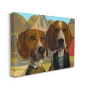 Stupell Industries Basset Hound American Gothic Farm Pet Parody Graphic Art Gallery-Wrapped Canvas Print Wall Art, 24x30, by Thomas Fluharty