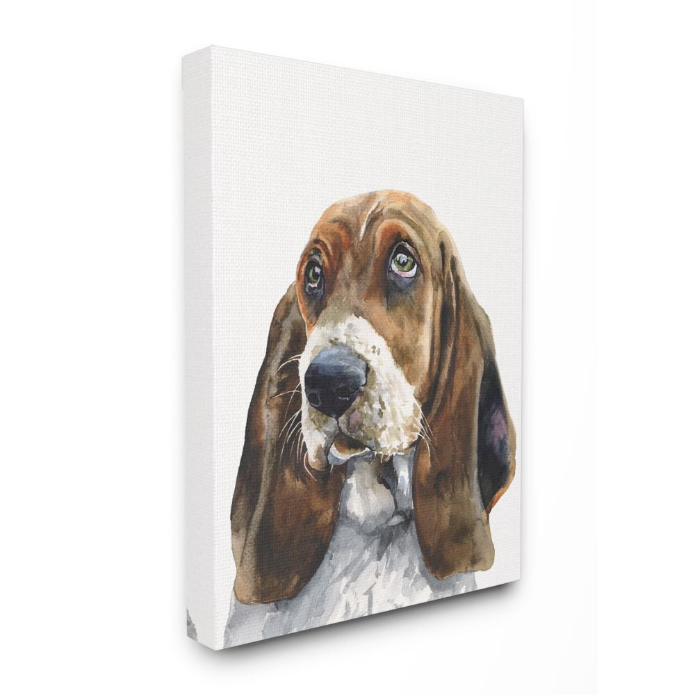 Stupell Industries Basset Hound Dog Pet Animal Watercolor Painting Canvas Wall Art by George Dyachenko