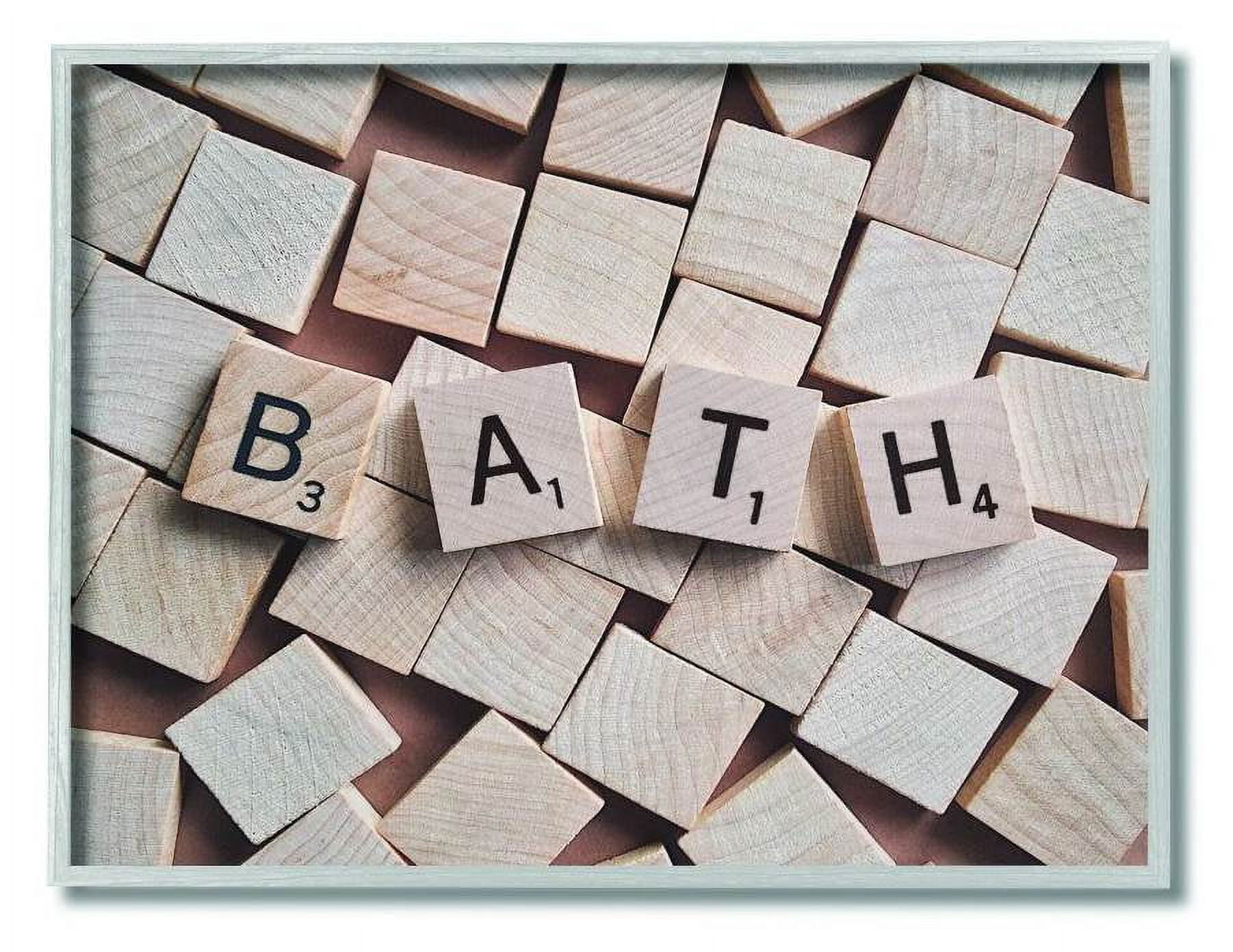 Stupell Industries Bath Scrabble Letters Bathroom Photograph Framed Wall Art by Daphne Polselli