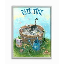 Stupell Industries Bath Time Funny Cat Cartoon Pet Design Framed Wall Art by Gary Patterson