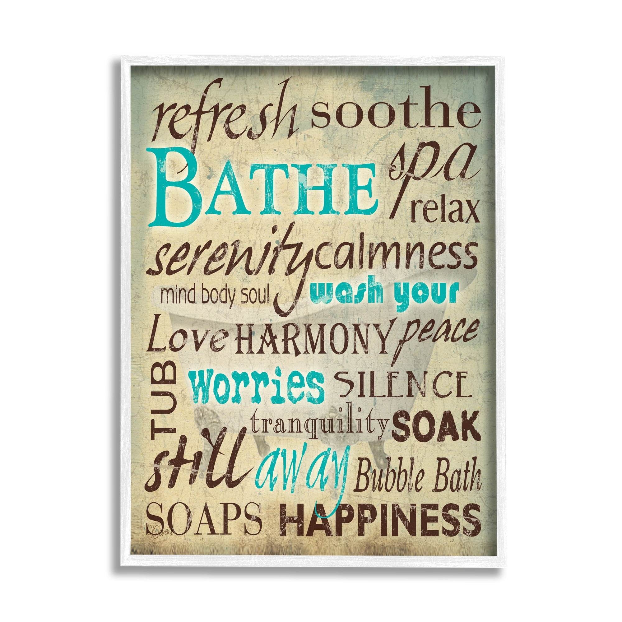 Stupell Industries Bathe Was Your Worries Typography Bathroom, 16 x 20,Design by Carole Stevens