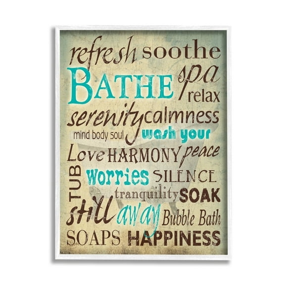 Stupell Industries Bathe Was Your Worries Typography Bathroom, 24 x 30,Design by Carole Stevens