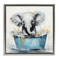 thumbnail image 1 of Stupell Industries Bathing Baby Elephant Typography Painting Gray Floater Framed Canvas Art Print Wall Art, 18 x 18, 1 of 10