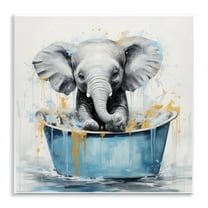 Stupell Industries Bathing Baby Elephant Typography Painting Unframed Art Print Wall Art, 12 x 12