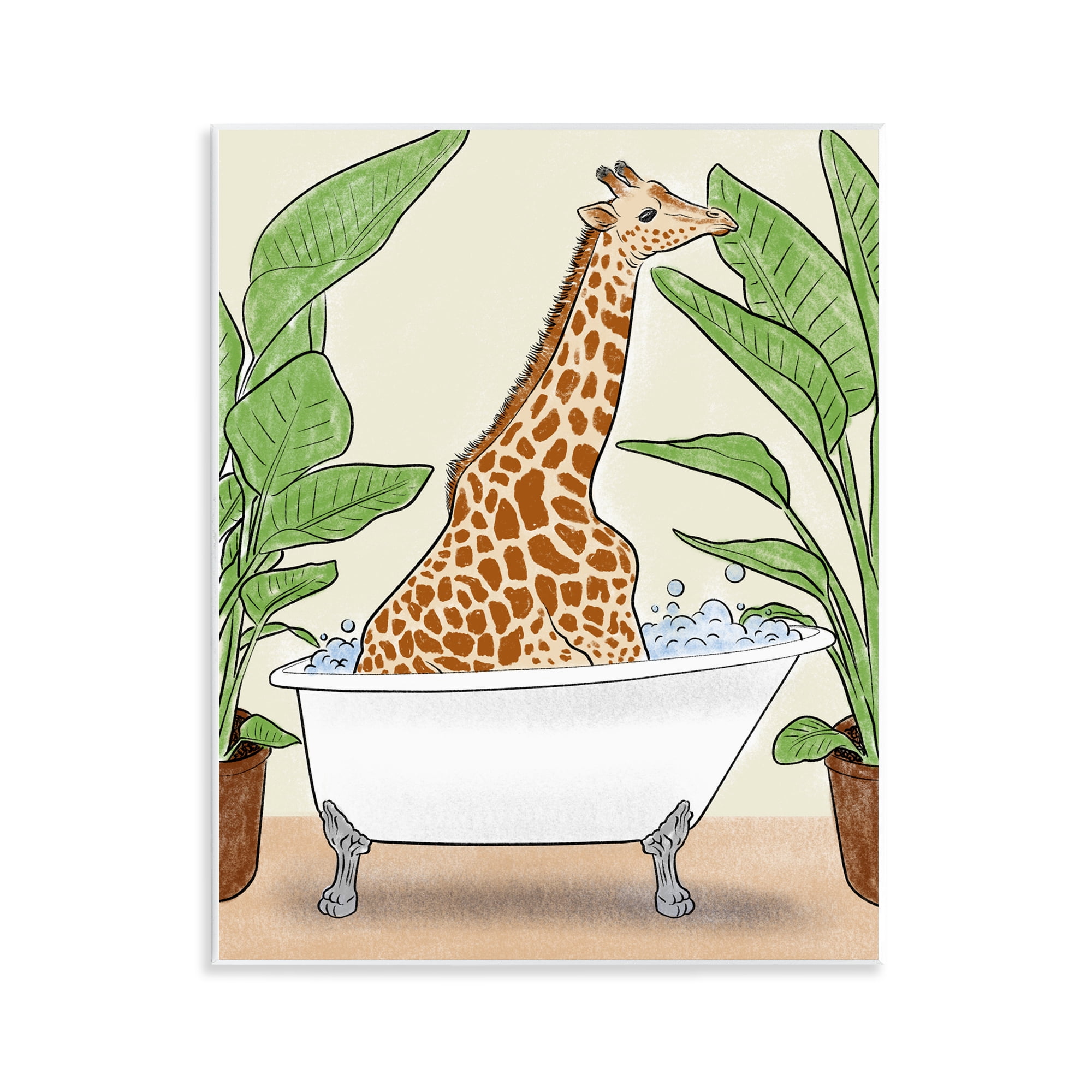 Stupell Industries Bathing Giraffe & Plants Wall Plaque Art, design by Marcus Prime