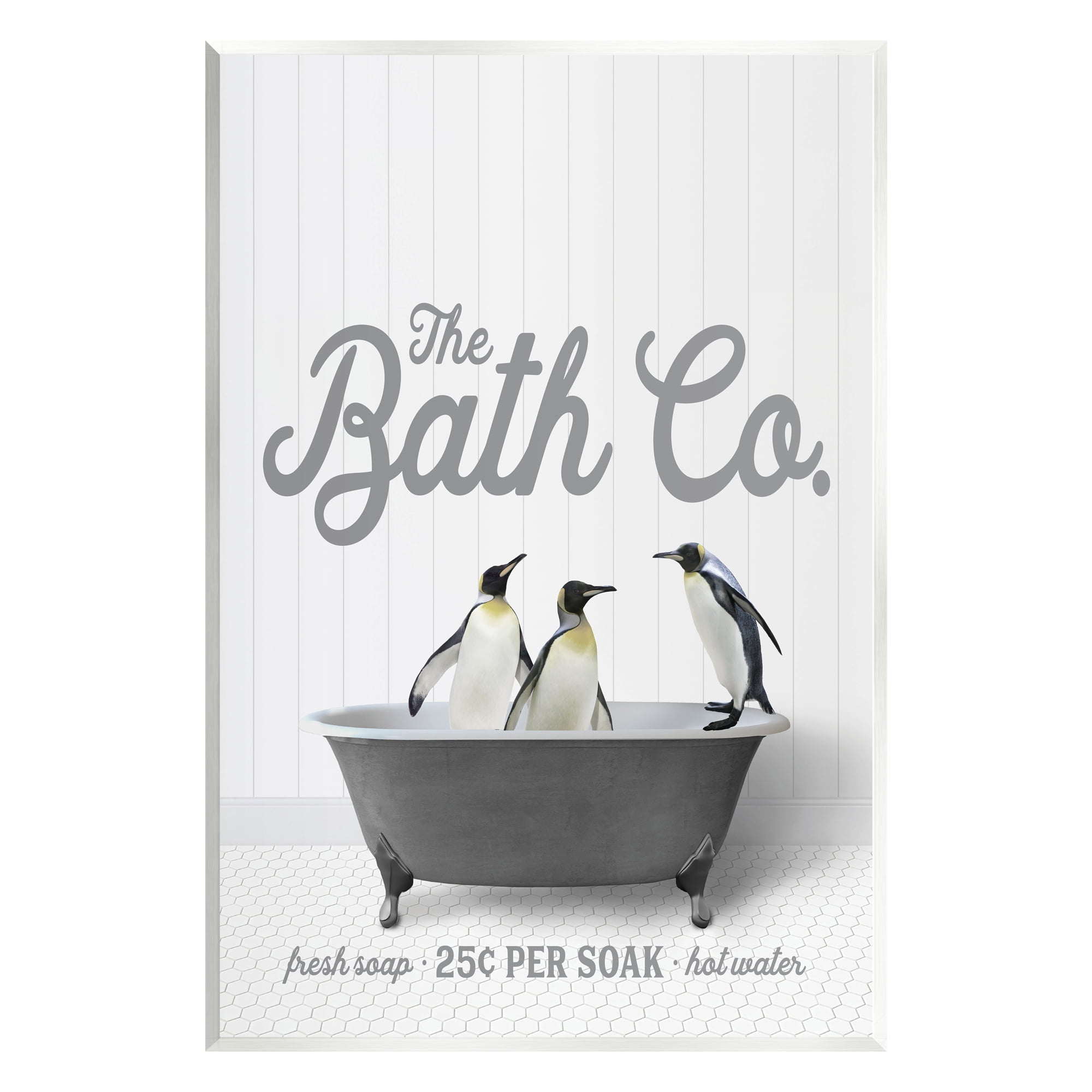 Stupell Industries Bathing Penguins in Tub Animals & Insects Painting Unframed Art Print Wall Art, 10 x 15