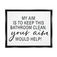 thumbnail image 1 of Stupell Industries Bathroom Aim Humorous Typography Washroom Signage Graphic Art Jet Black Floating Framed Canvas Print Wall Art, Design by Lettered and Lined, 1 of 5