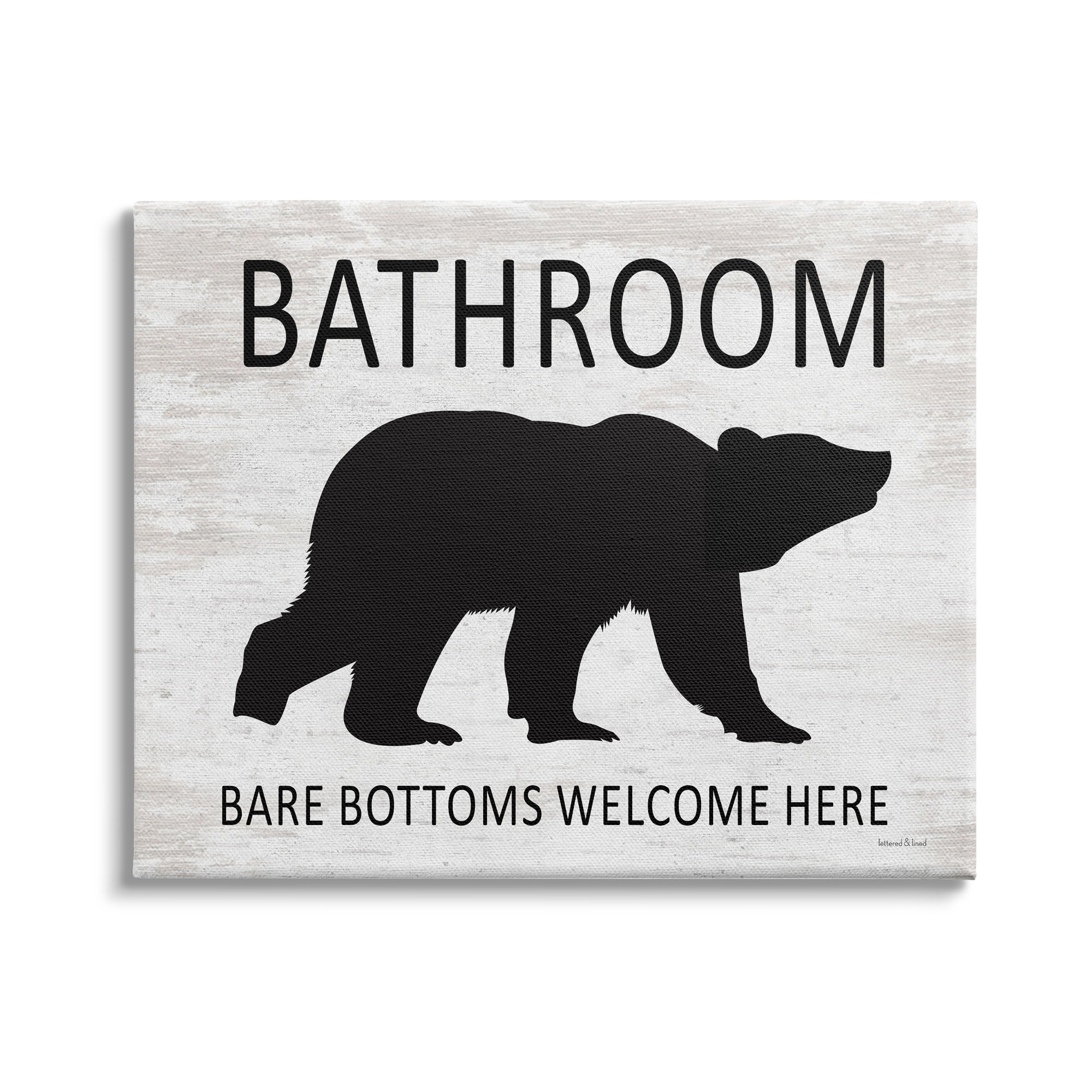 Stupell Industries Bathroom Bare Bottoms Welcome Here Funny Rustic Bear, 20 x 16, Design by Lettered and Lined
