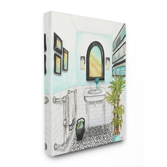 Stupell Industries Bathroom Blue Watercolor Painting Canvas Wall Art by Elizabeth Medley