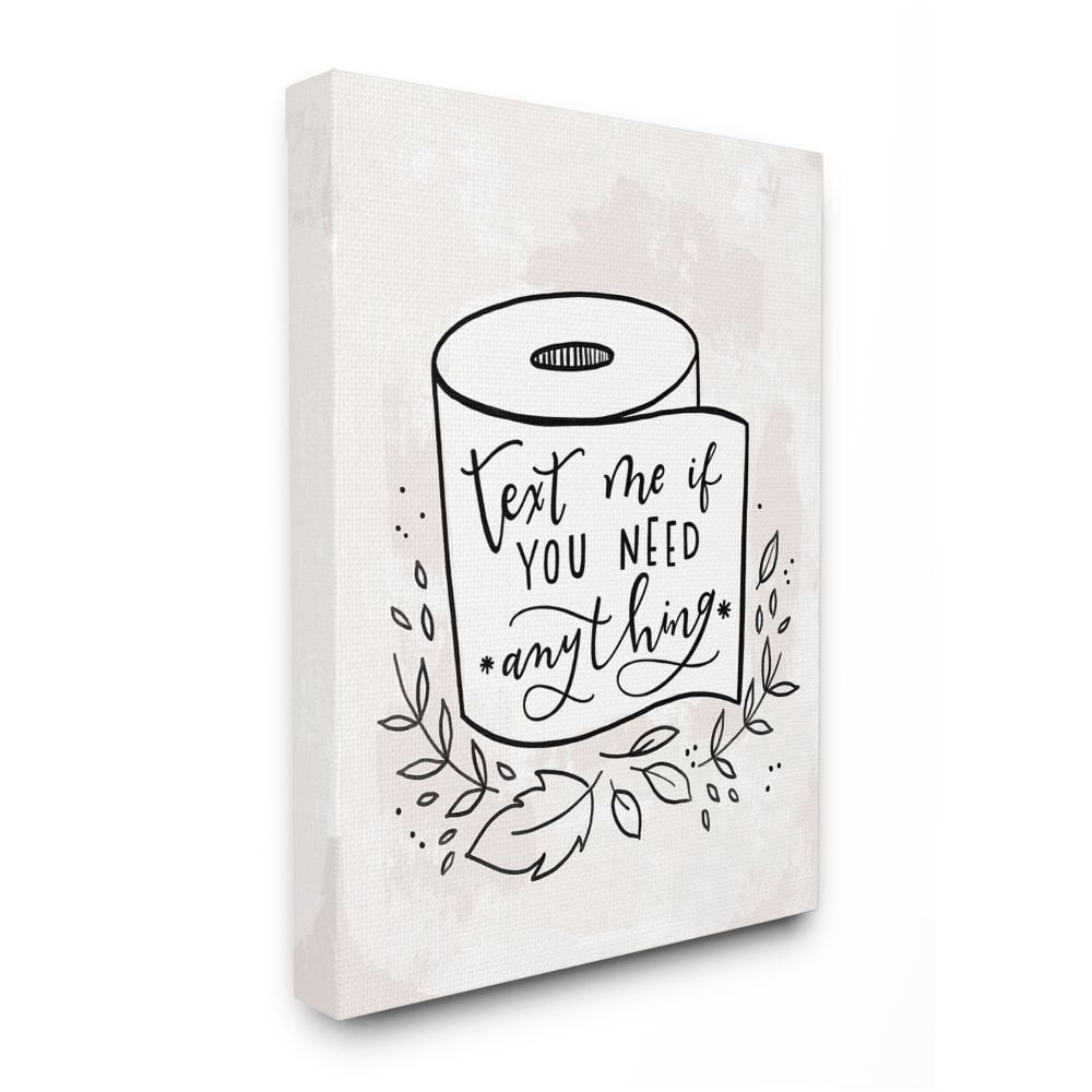 Stupell Industries Bathroom Humor Text Me if You Need Toilet Paper Designed by Loni Harris