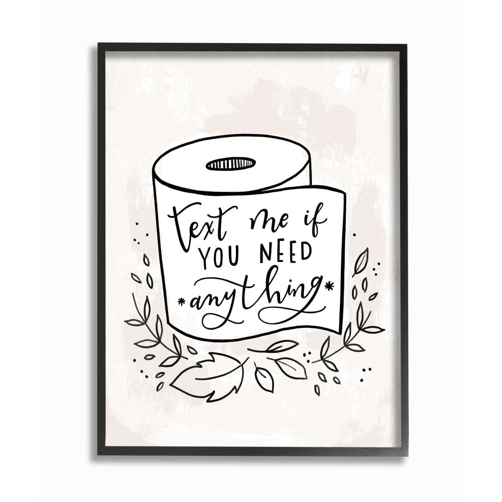 Stupell Industries Bathroom Humor Text Me if You Need Toilet Paper Designed by Loni Harris