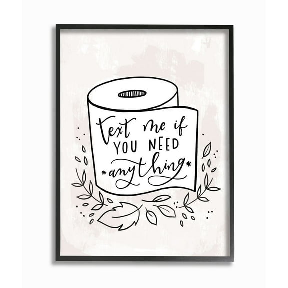 Stupell Industries Bathroom Humor Text Me if You Need Toilet Paper Designed by Loni Harris
