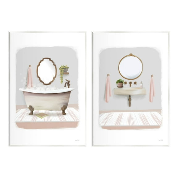 Stupell Industries Bathroom Interior Bubble Bath Graphic Art Unframed Art Print Wall Art, Set of 2, Design by House Fenway