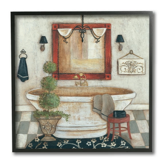 Stupell Industries Bathroom Interior Soft Vintage Home Charm Canvas Wall Art, 36 x 36, Design by R. Rig