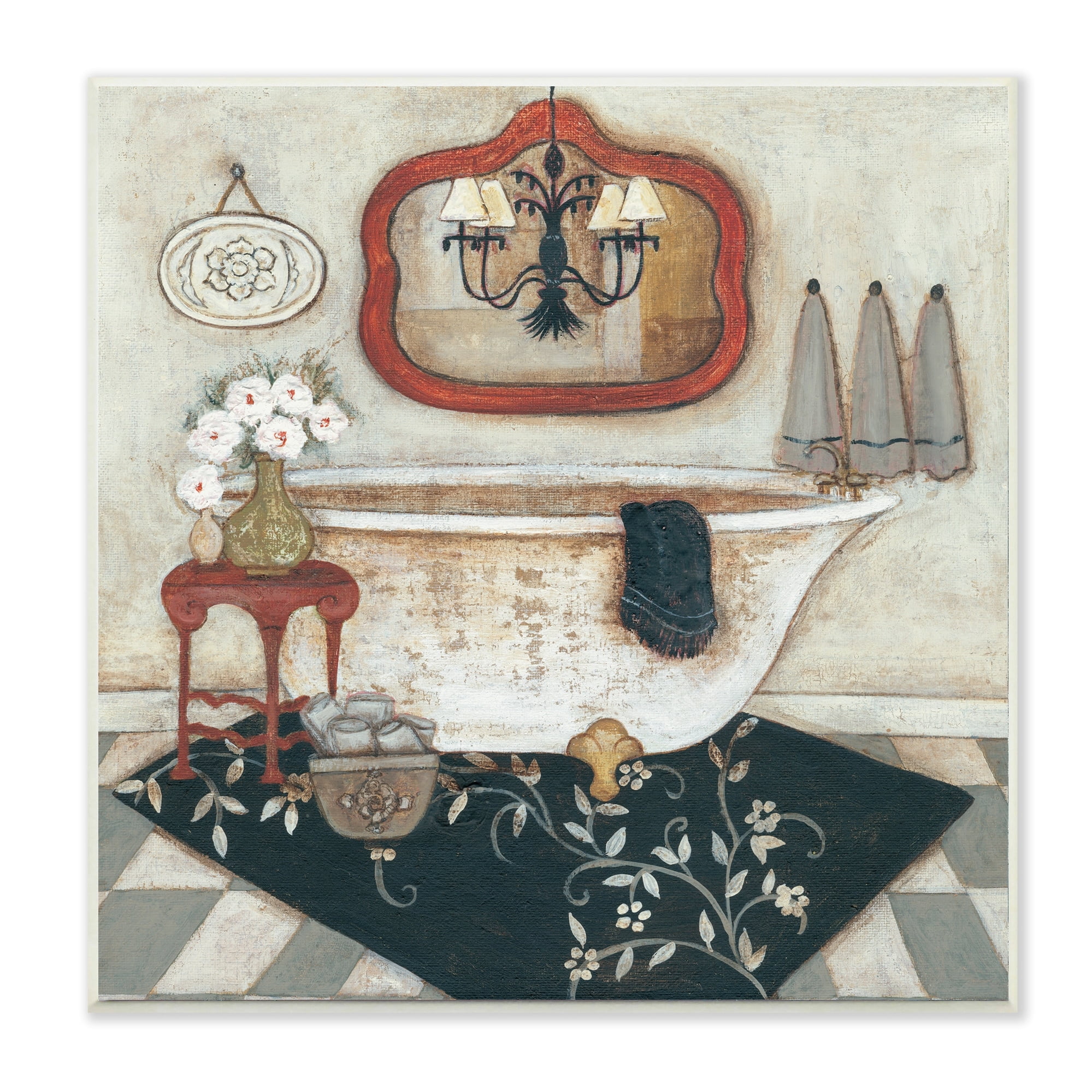 Stupell Industries Bathroom Interior Soft Vintage Home Charm Wall Plaque, 12 x 12, Design by R. Rig