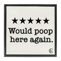 Stupell Industries Bathroom Rating Five Stars Typography Painting Black Floater Framed Canvas Art Print Wall Art, 18 x 18