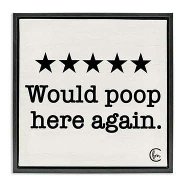 Stupell Industries Bathroom Rating Five Stars Typography Painting Black Floater Framed Canvas Art Print Wall Art, 18 x 18