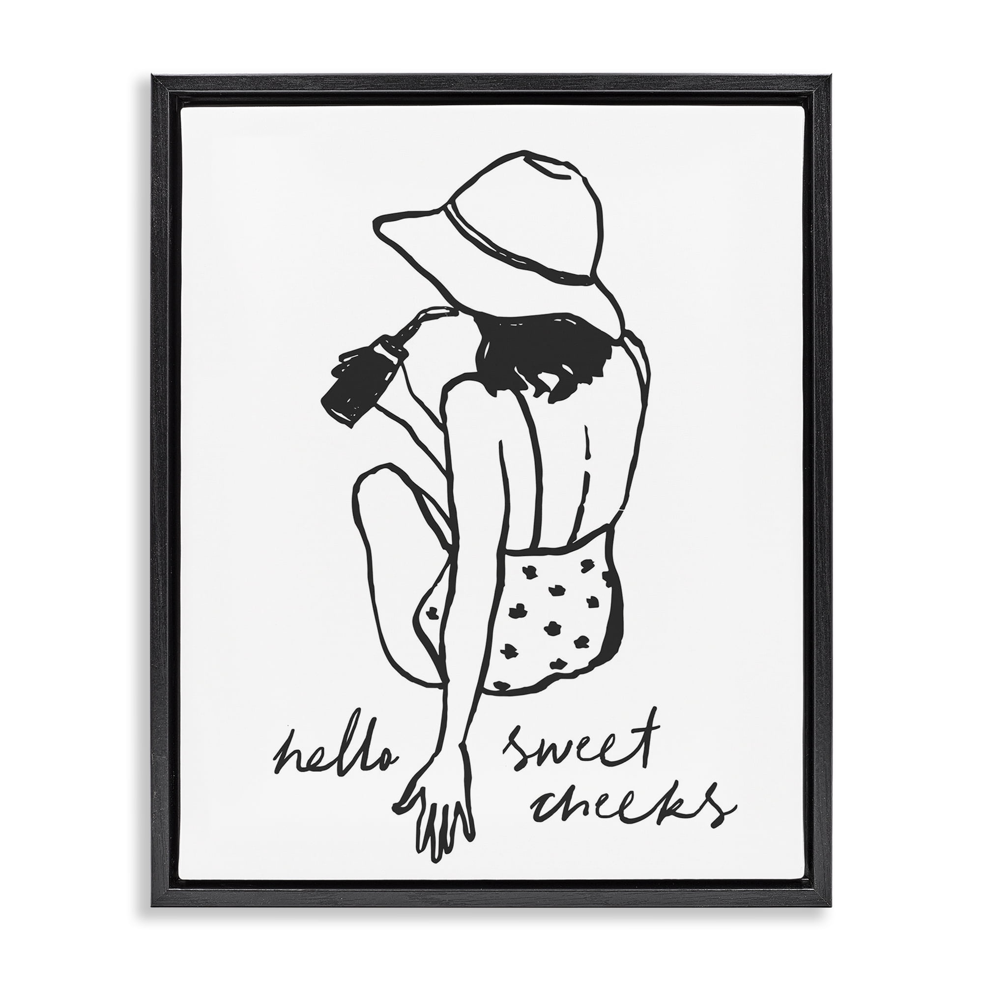 Stupell Industries Bathroom Refresh Sweet Cheeks Black Framed Floater Canvas Wall Art, design by Lettered and Lined
