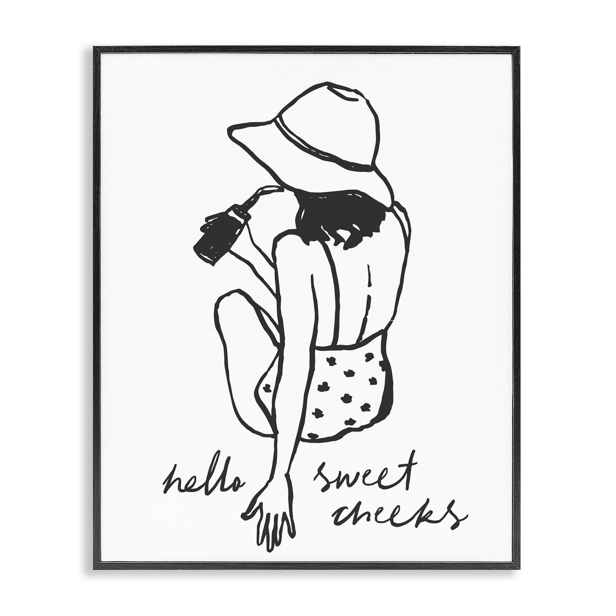 Stupell Industries Bathroom Refresh Sweet Cheeks Black Framed Giclee Art, design by Lettered and Lined