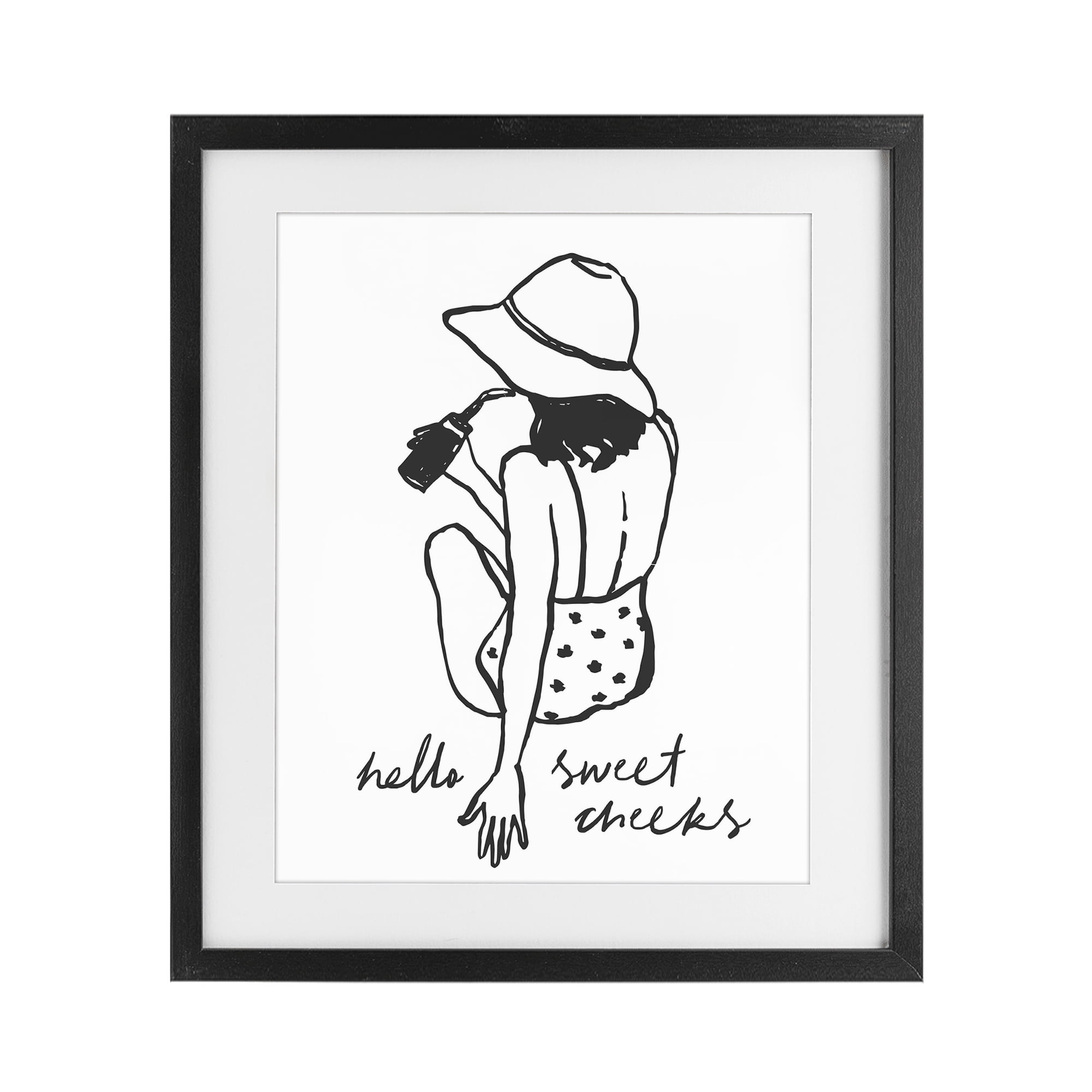 Stupell Industries Bathroom Refresh Sweet Cheeks Black Framed Print Under Glass, design by Lettered and Lined