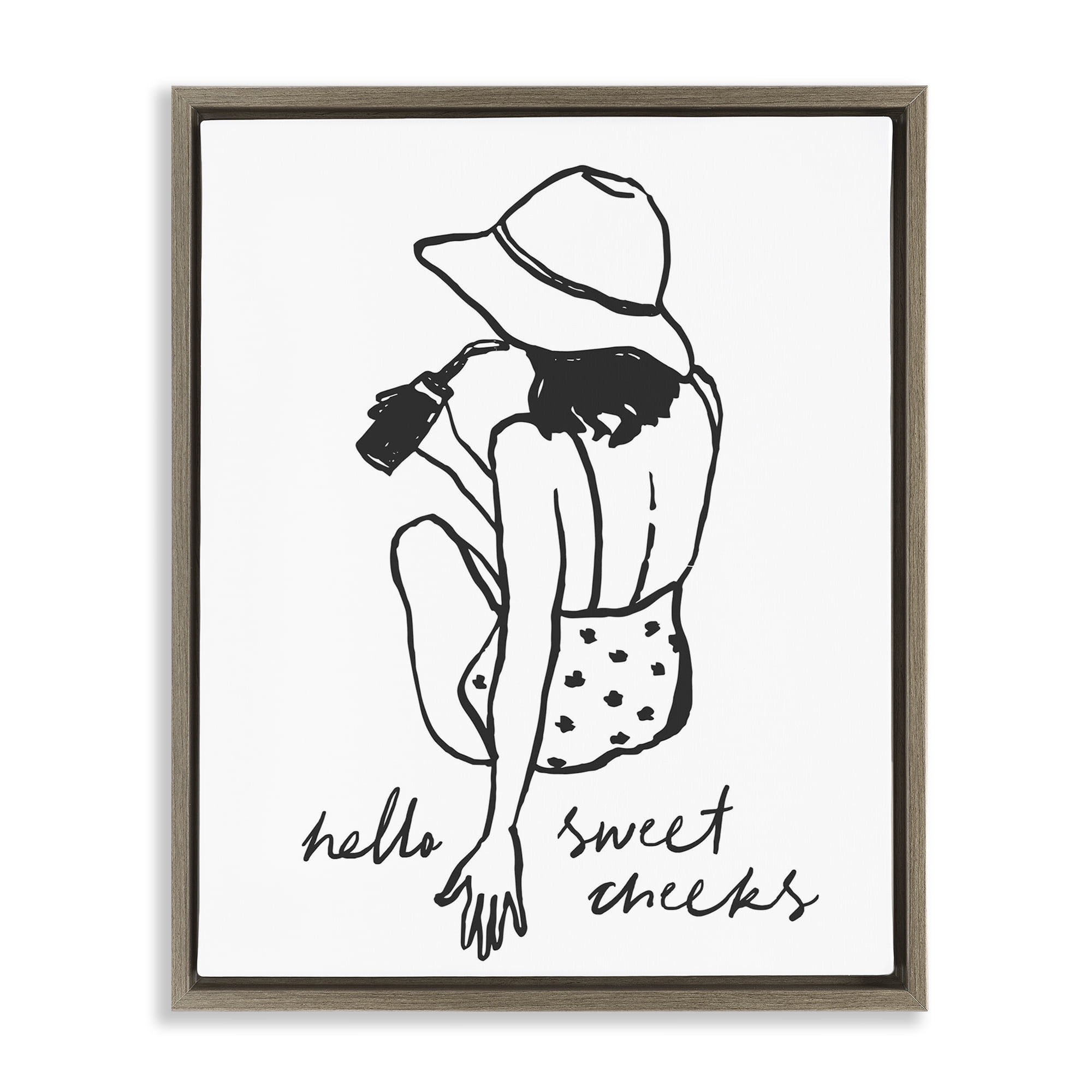 Stupell Industries Bathroom Refresh Sweet Cheeks Brown Framed Floater Canvas Wall Art, design by Lettered and Lined
