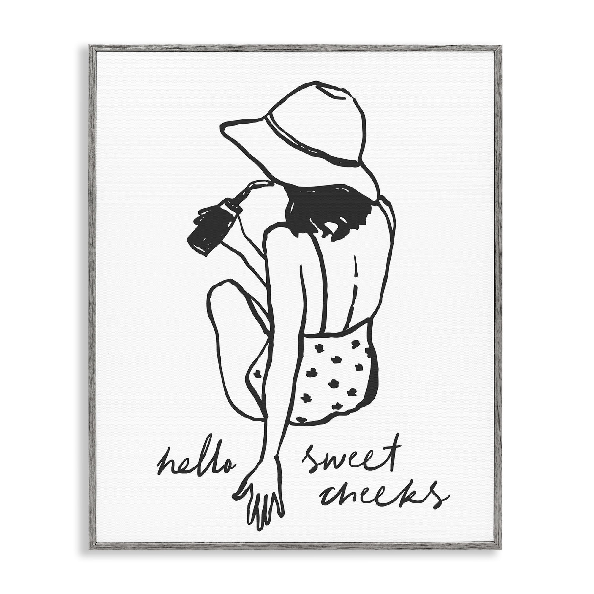 Stupell Industries Bathroom Refresh Sweet Cheeks Gray Framed Giclee Art, design by Lettered and Lined