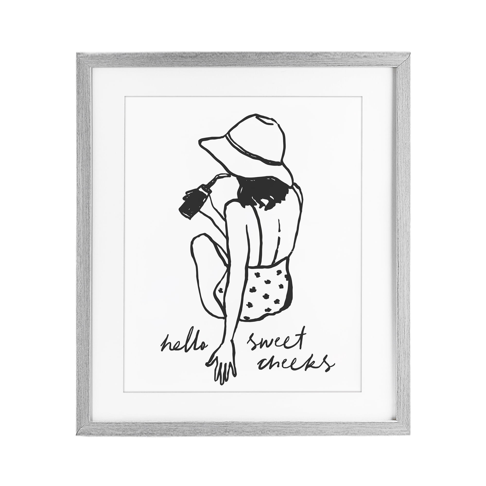 Stupell Industries Bathroom Refresh Sweet Cheeks Gray Framed Print Under Glass, design by Lettered and Lined
