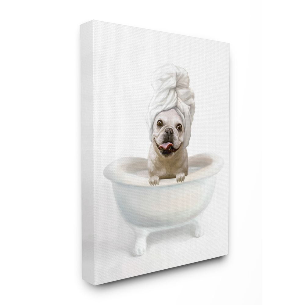 Stupell Industries Bathroom Relaxation House Pet Terrier Claw Bath Design Canvas Wall Art Design by Ziwei Li