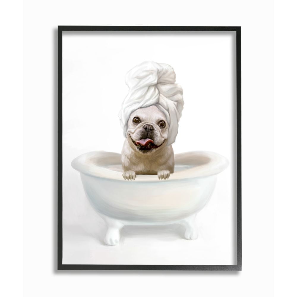 Stupell Industries Bathroom Relaxation House Pet Terrier Claw Bath Design Framed Wall Art Design by Ziwei Li