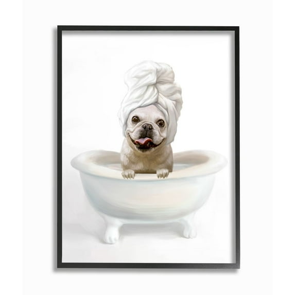 Stupell Industries Bathroom Relaxation House Pet Terrier Claw Bath Design Framed Wall Art Design by Ziwei Li, 11" x 14", Black Framed