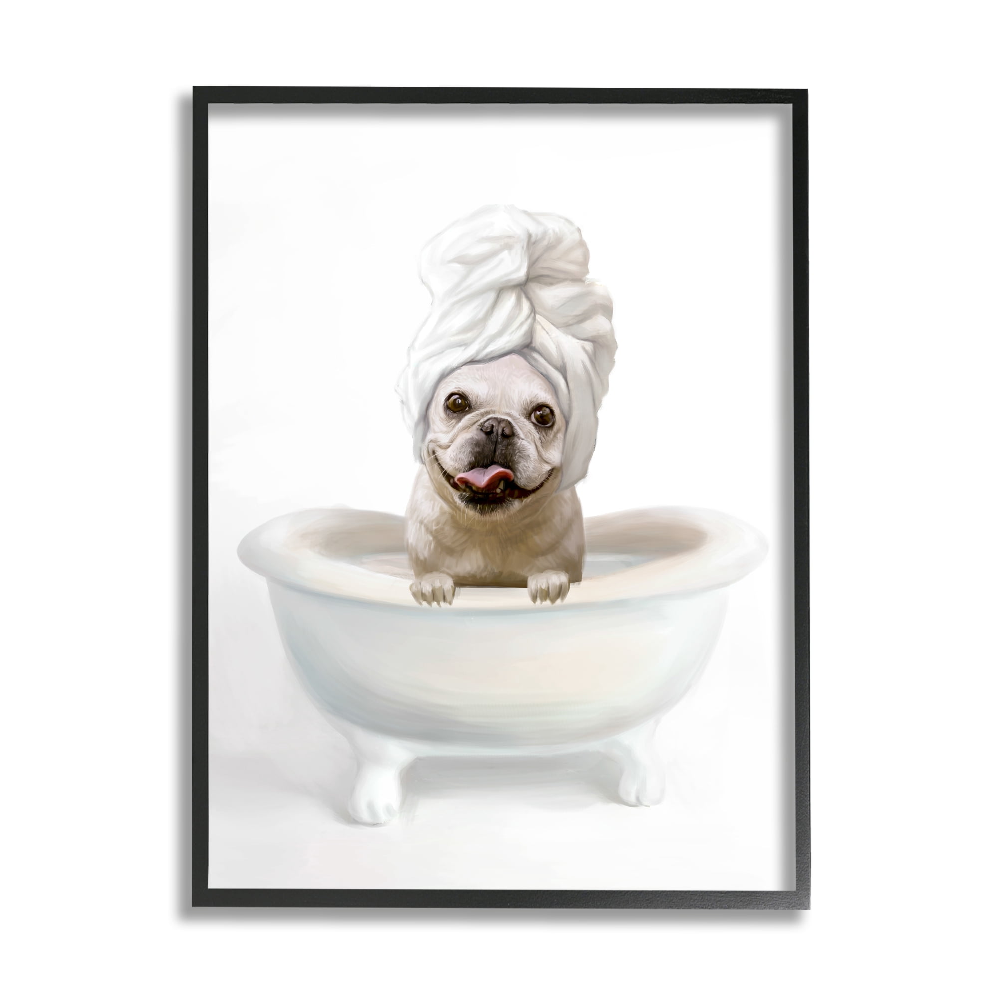 Stupell Industries Bathroom Relaxation House Pet Terrier Claw Bath Design Framed Wall Art Design by Ziwei Li, 24" x 30", Black Framed