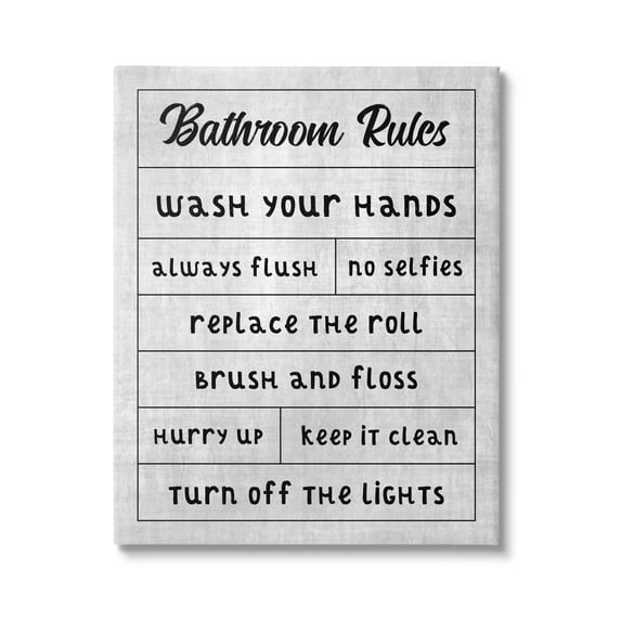 Stupell Industries Bathroom Rules Checklist Graphic Art Gallery Wrapped Canvas Print Wall Art, Design by CAD Designs