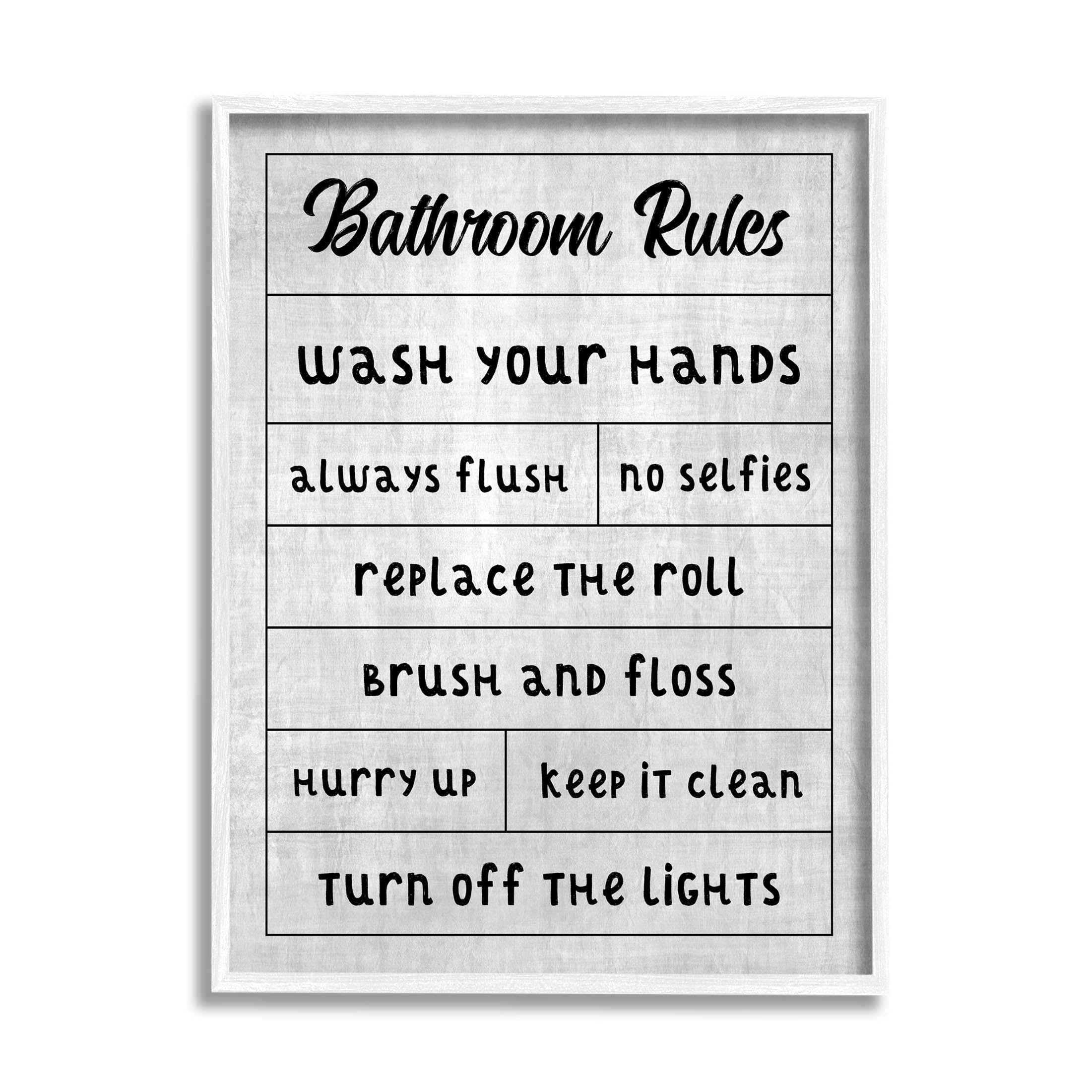 Stupell Industries Bathroom Rules Checklist Graphic Art White Framed Art Print Wall Art, Design by CAD Designs